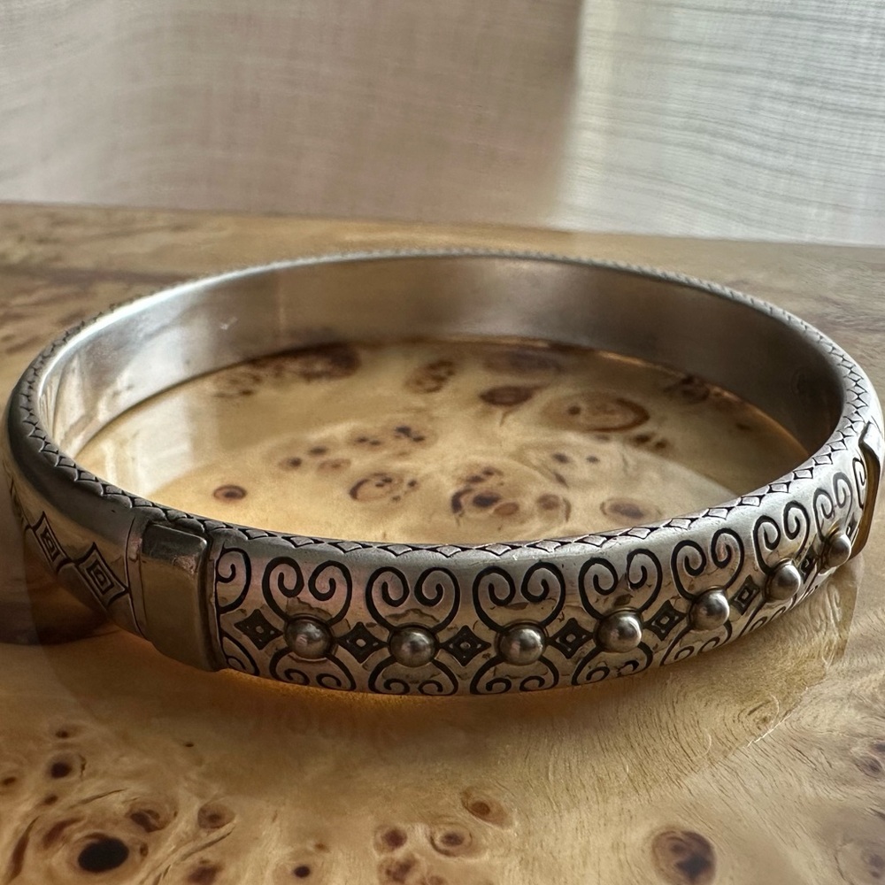 Brighton Two Tone Scrolled and Studded Bangle Bracelet - Picture 5 of 5